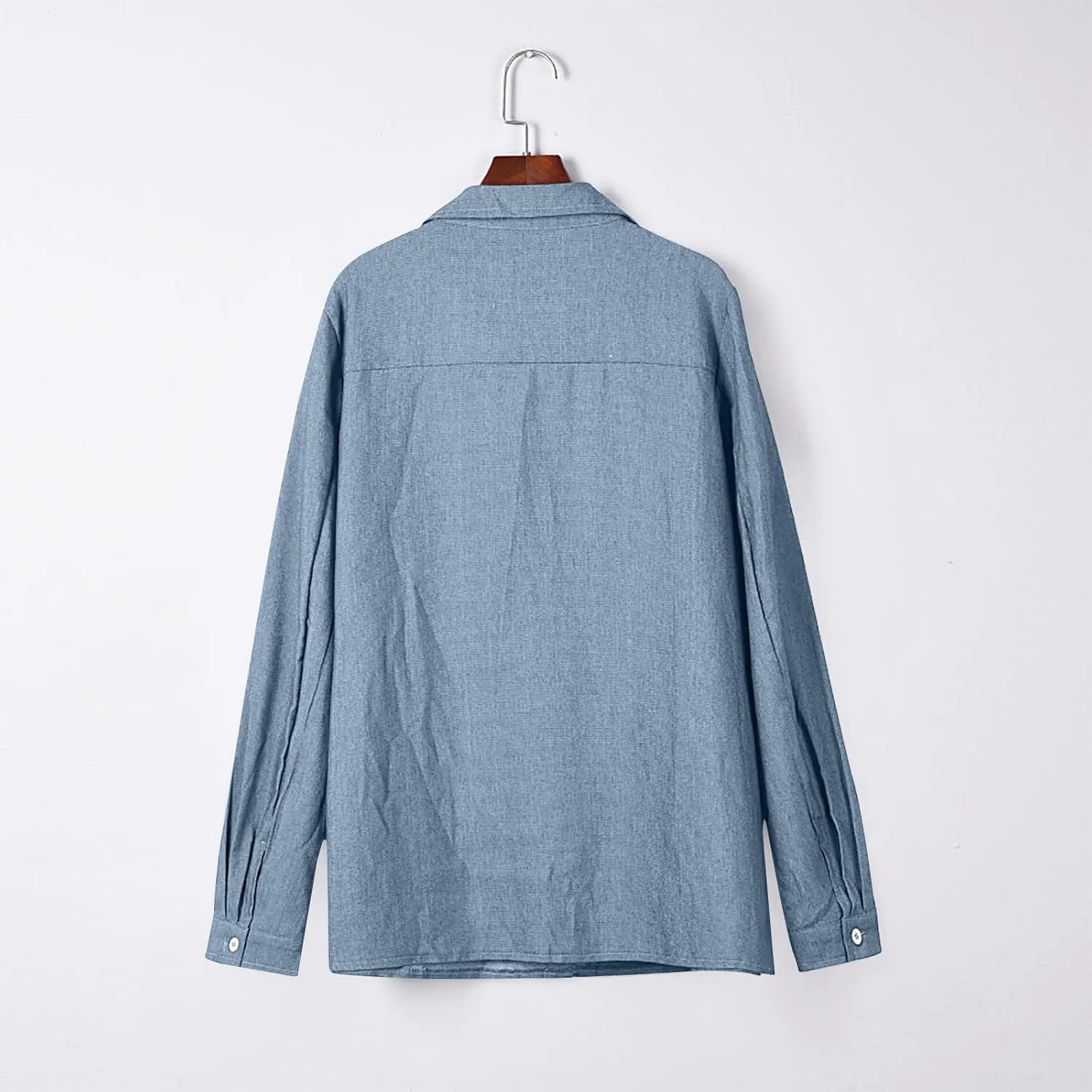 Plus Size Winter Coats for Women 2024 Casual Single Breasted Open Front Denim Tops Long Sleeve Jackets Outerwear