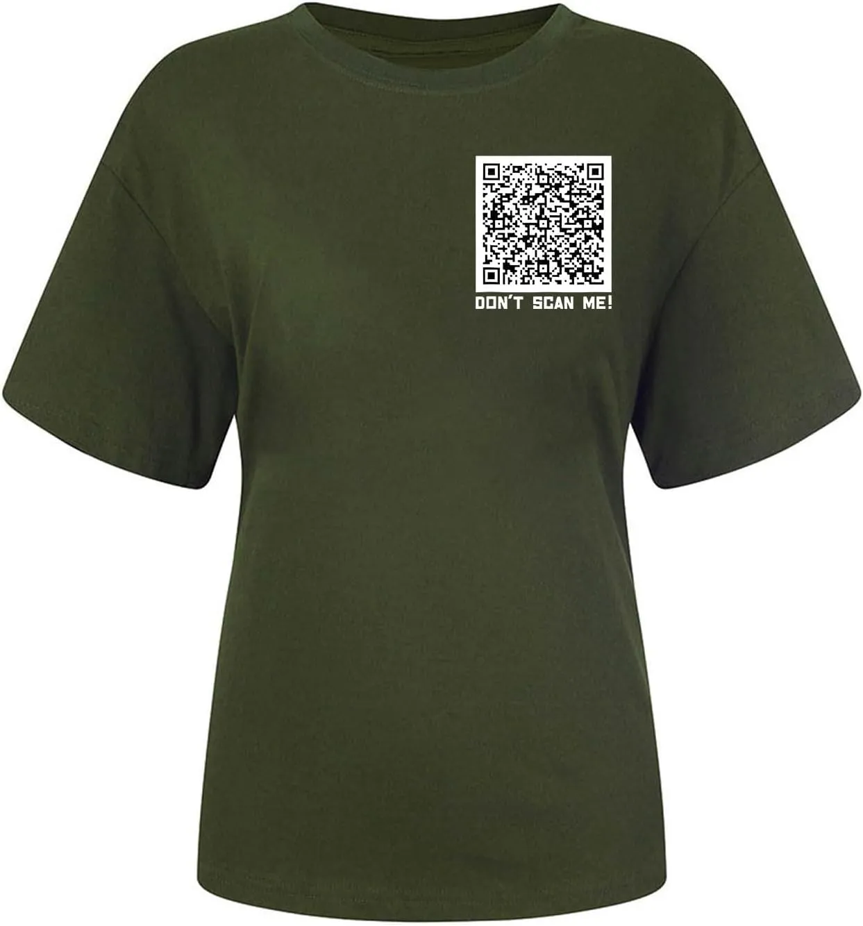 QR Code Shirts for Women Oversized Casual Crewneck Shorts Sleeve Pullover Tops Scan for A Fun Message T-Shirt