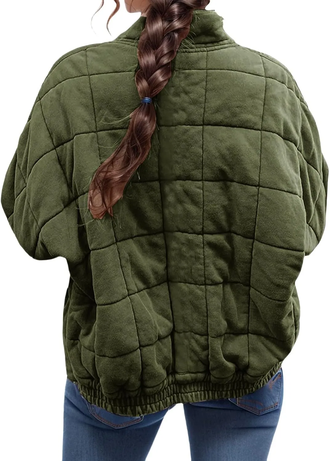 Quilted Jackets for Women Lightweight Puffer Jackets Zip Up Down Coats Dolman Sleeve Tops Warm Winter Coats Outwear
