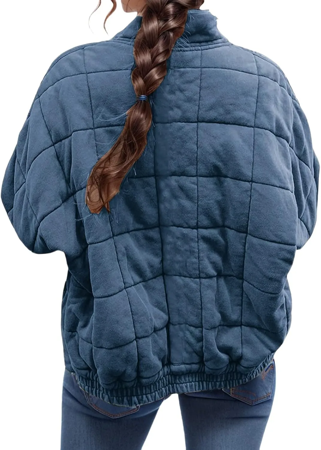 Quilted Jackets for Women Lightweight Puffer Jackets Zip Up Down Coats Dolman Sleeve Tops Warm Winter Coats Outwear