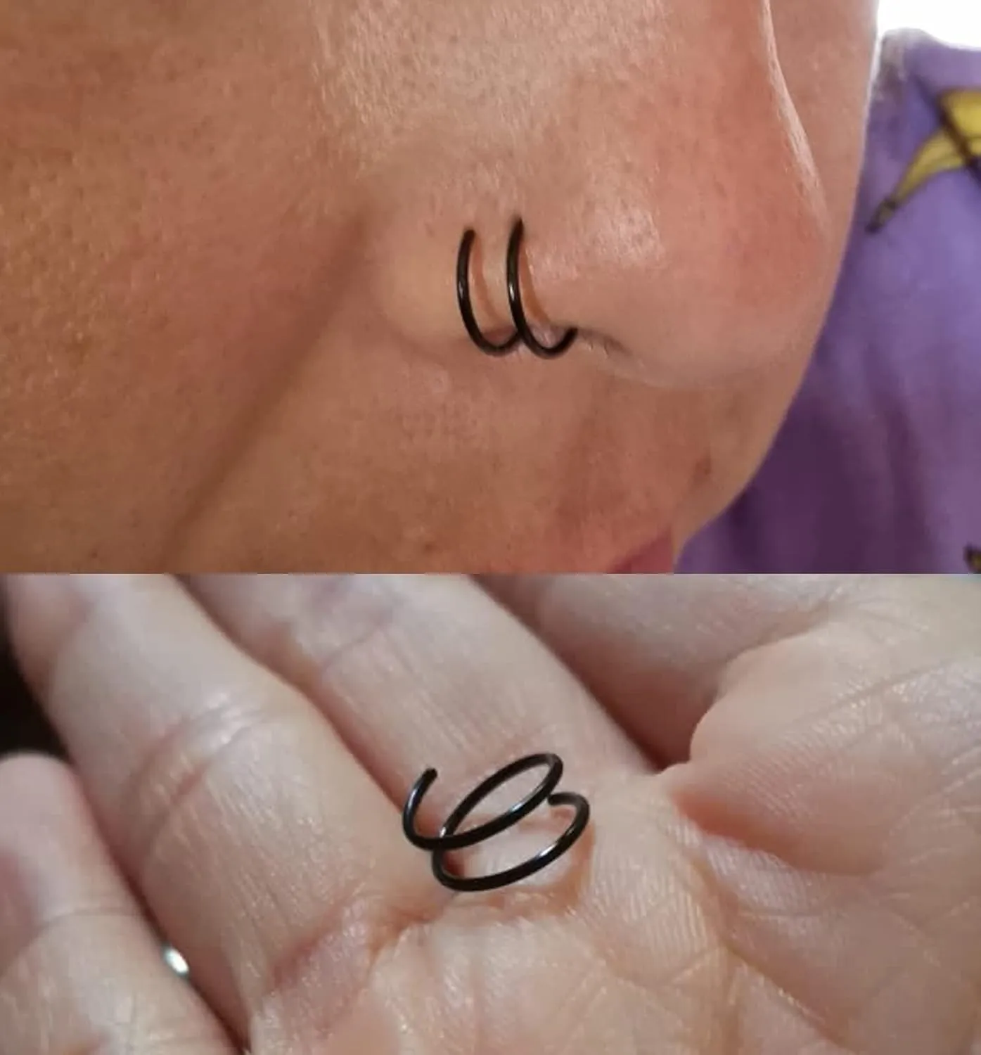 QWALIT Nose Rings - Double Hoop Nose Rings for Single Piercing