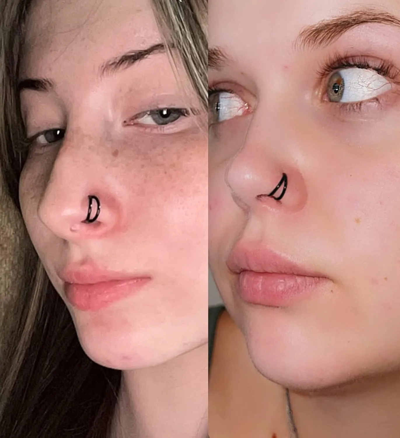 QWALIT Nose Rings - Double Hoop Nose Rings for Single Piercing