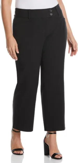 Rafaella Women's Plus Size Curvy Fit Gabardine Bootcut Dress Pants with Pockets, Soft Stretch Work Slacks, 31 & 32" Inseam
