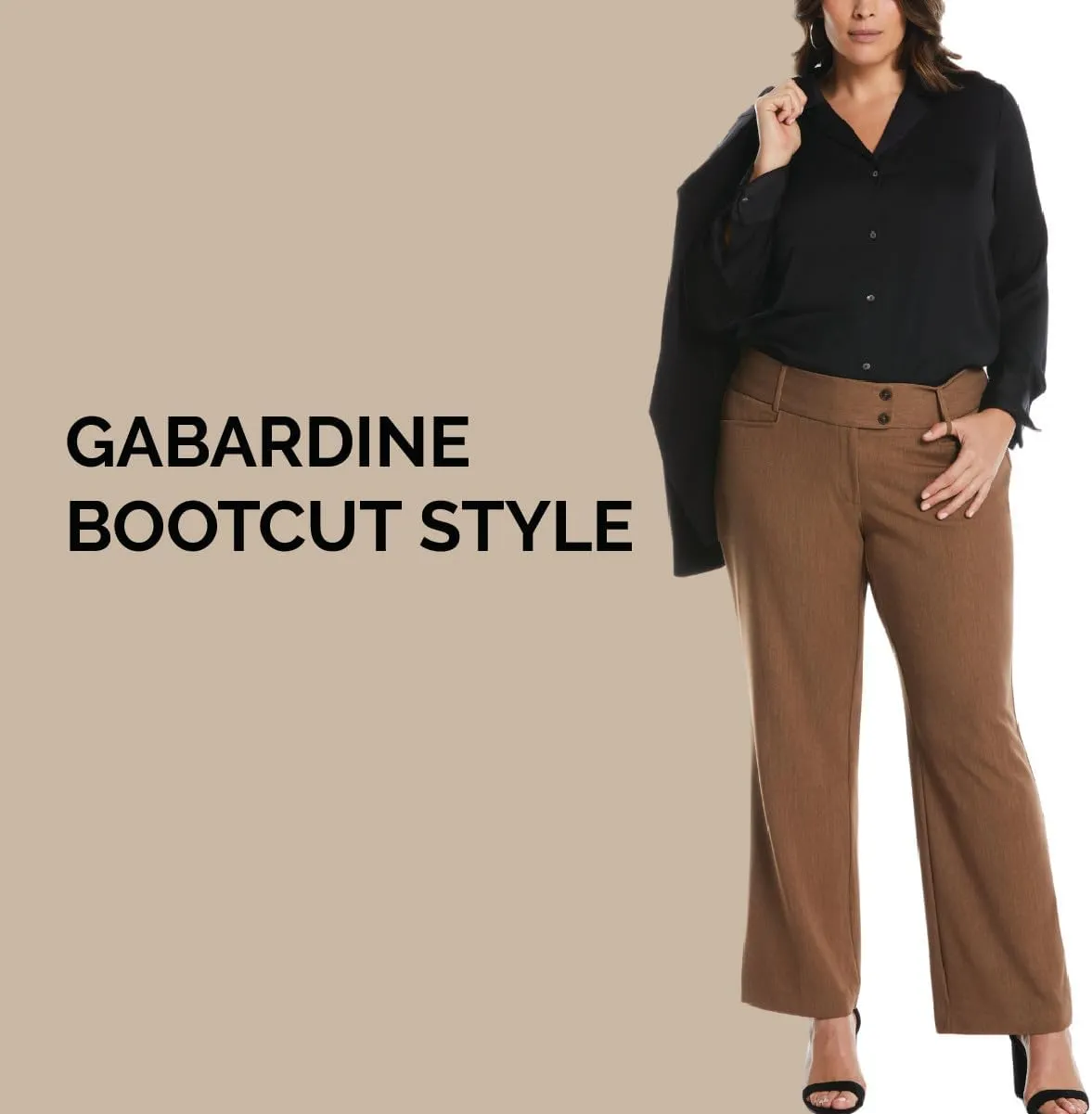 Rafaella Women's Plus Size Curvy Fit Gabardine Bootcut Dress Pants with Pockets, Soft Stretch Work Slacks, 31 & 32" Inseam