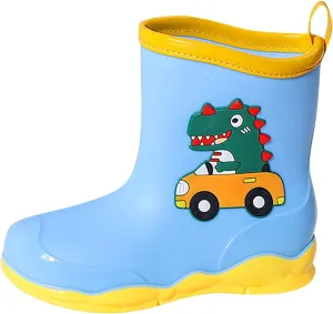 Rain Boots Boys Kids Dinosaur Printed Rain Shoes Outdoor Boots Non Slip Rain PVC Rain Boots For Kids Girls' Rain Boots