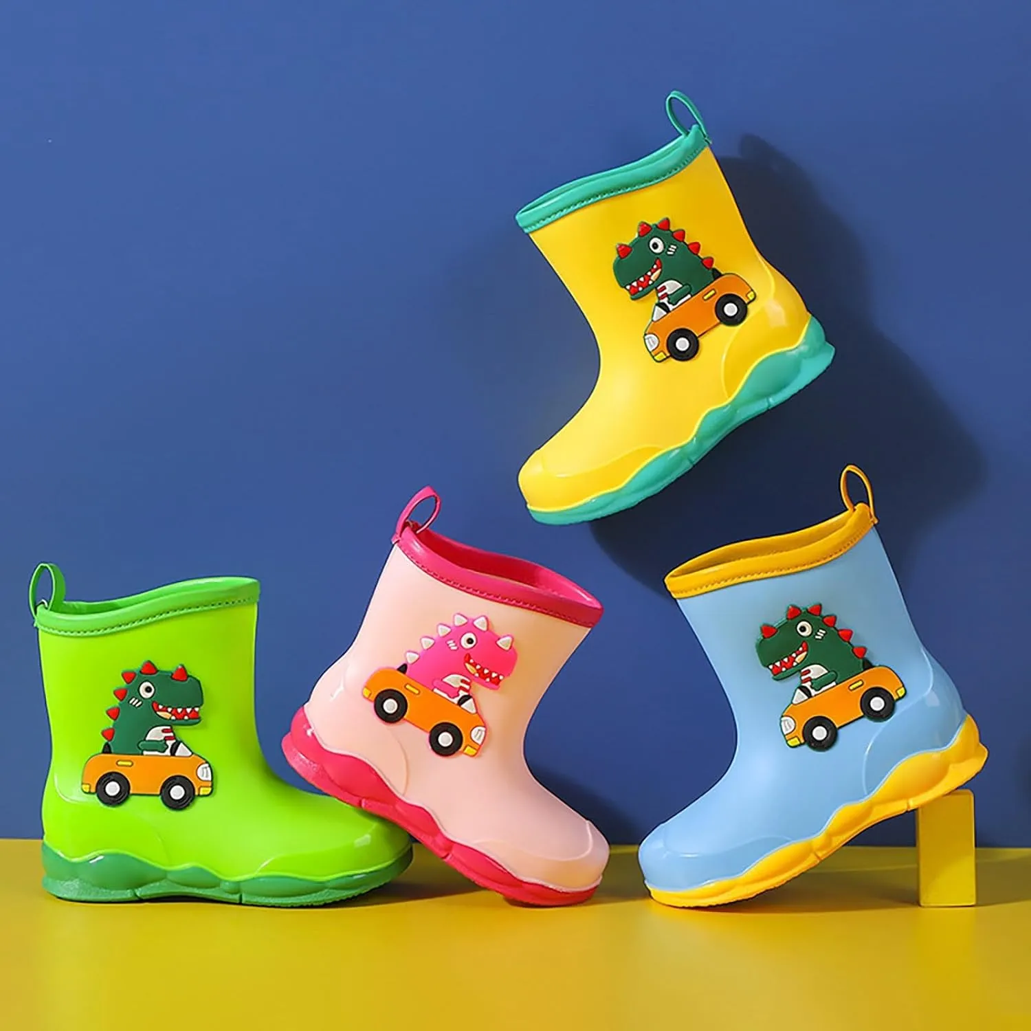 Rain Boots Boys Kids Dinosaur Printed Rain Shoes Outdoor Boots Non Slip Rain PVC Rain Boots For Kids Girls' Rain Boots