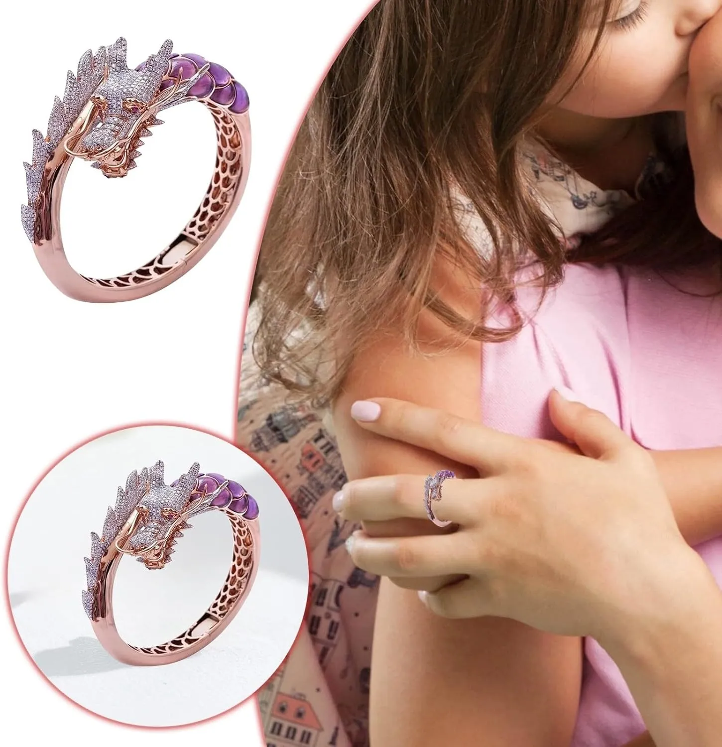Rings for Women Non Tarnish Stackable Wedding Bands Rings Comfortable Lightweight Sparkling Crystal Statement Ring