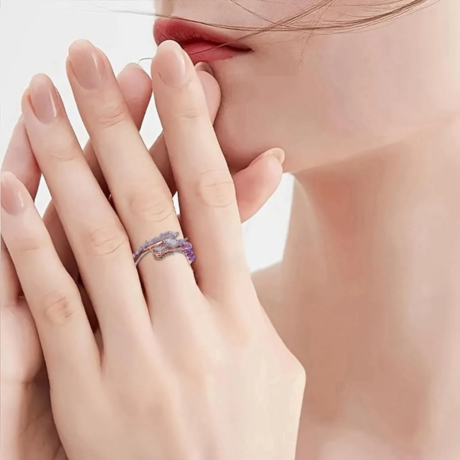 Rings for Women Non Tarnish Stackable Wedding Bands Rings Comfortable Lightweight Sparkling Crystal Statement Ring