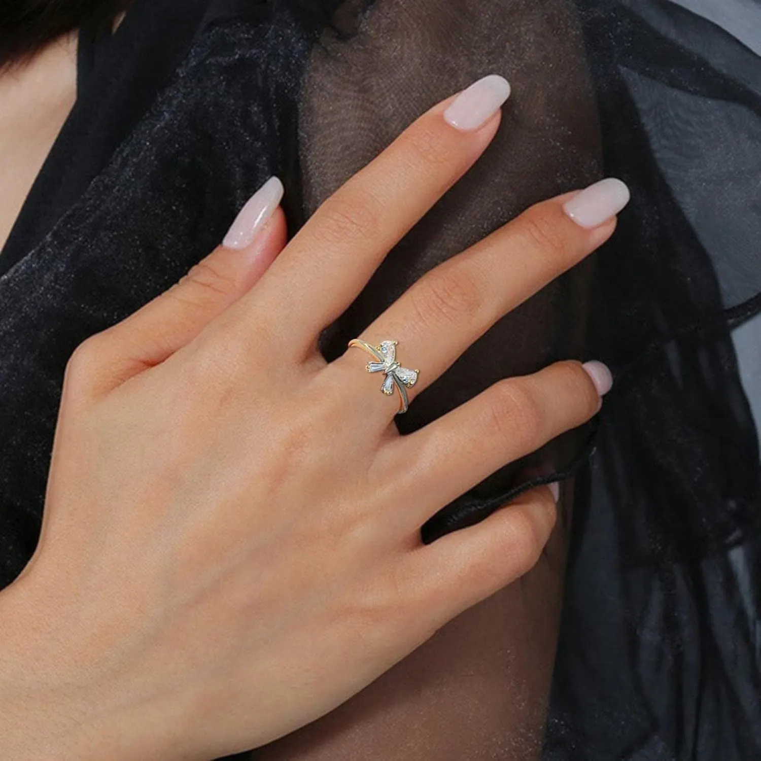 Rings for Women Sterling Silver 925 Silver Hollow Carved Crystal Stacking Rings Non Tarnish Trendy Dainty Gold Rings Gold Rings Set Cute Rings Pack Jewelry Gift for Women