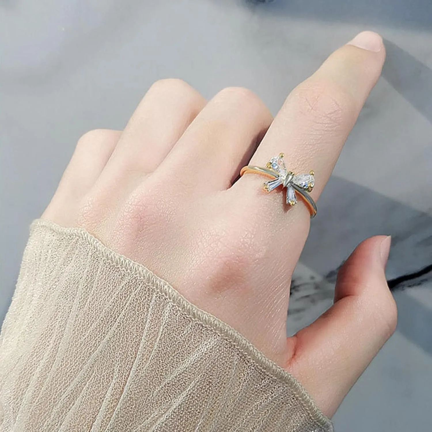 Rings for Women Sterling Silver 925 Silver Hollow Carved Crystal Stacking Rings Non Tarnish Trendy Dainty Gold Rings Gold Rings Set Cute Rings Pack Jewelry Gift for Women