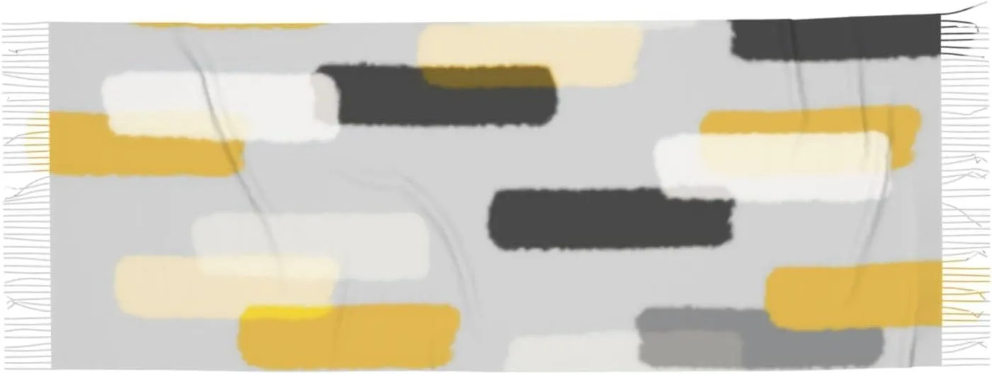 Rough Rectangle Brush Strokes Grey And Yellow Soft Scarf, Winter Warm And Lightweight Shawl, 77x27 Inch Oversized Printed Men'S And Women'S Scarf