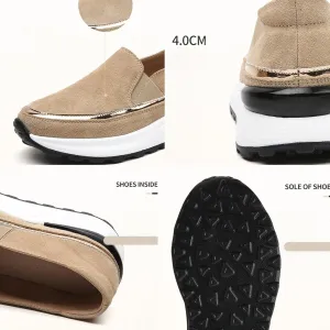 RZDYSQ Women's Orthopedic Slip-On Walking Shoes, Flats Slip-on Women's Outdoor Sneakers, Round Toe Suede Lightweight Loafers