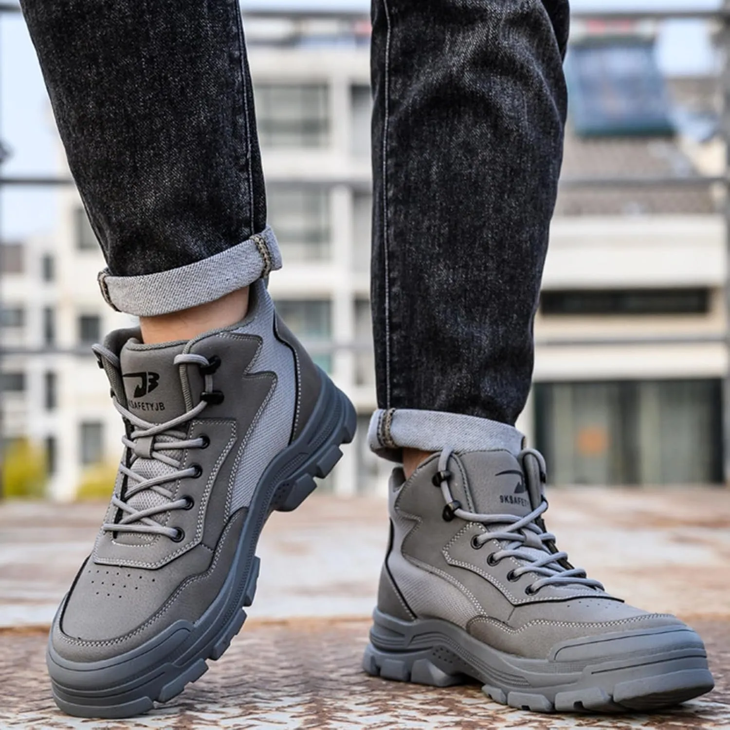 Safety Trainers Men Steel Toe Cap Trainers Work Construction Breathable Safety Shoes Non Slip Sneakers