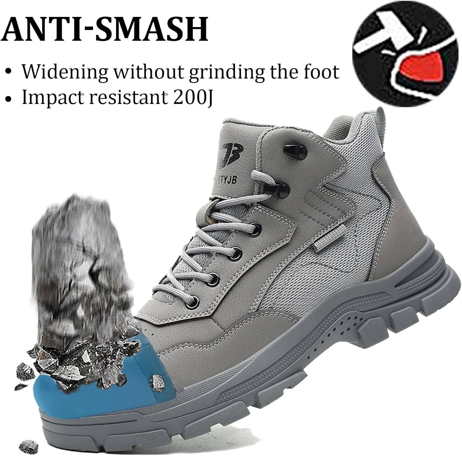 Safety Trainers Men Steel Toe Cap Trainers Work Construction Breathable Safety Shoes Non Slip Sneakers