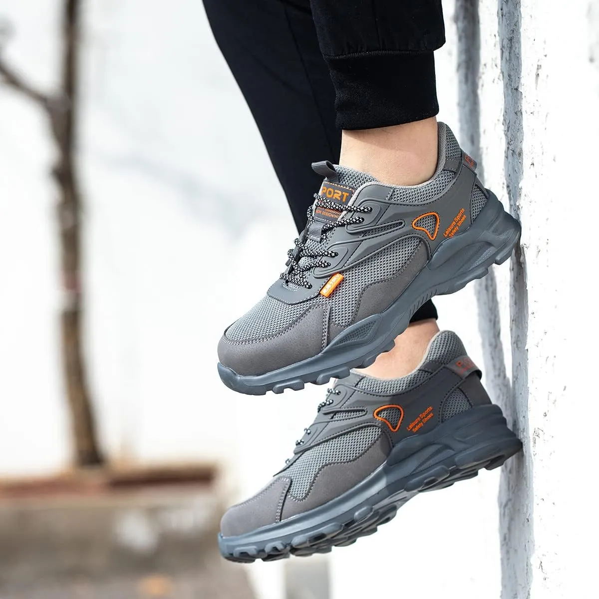 Safety Trainers Men's Steel Toe Cap Trainers Lightweight Safety Shoes for Men Breathable Work Boots