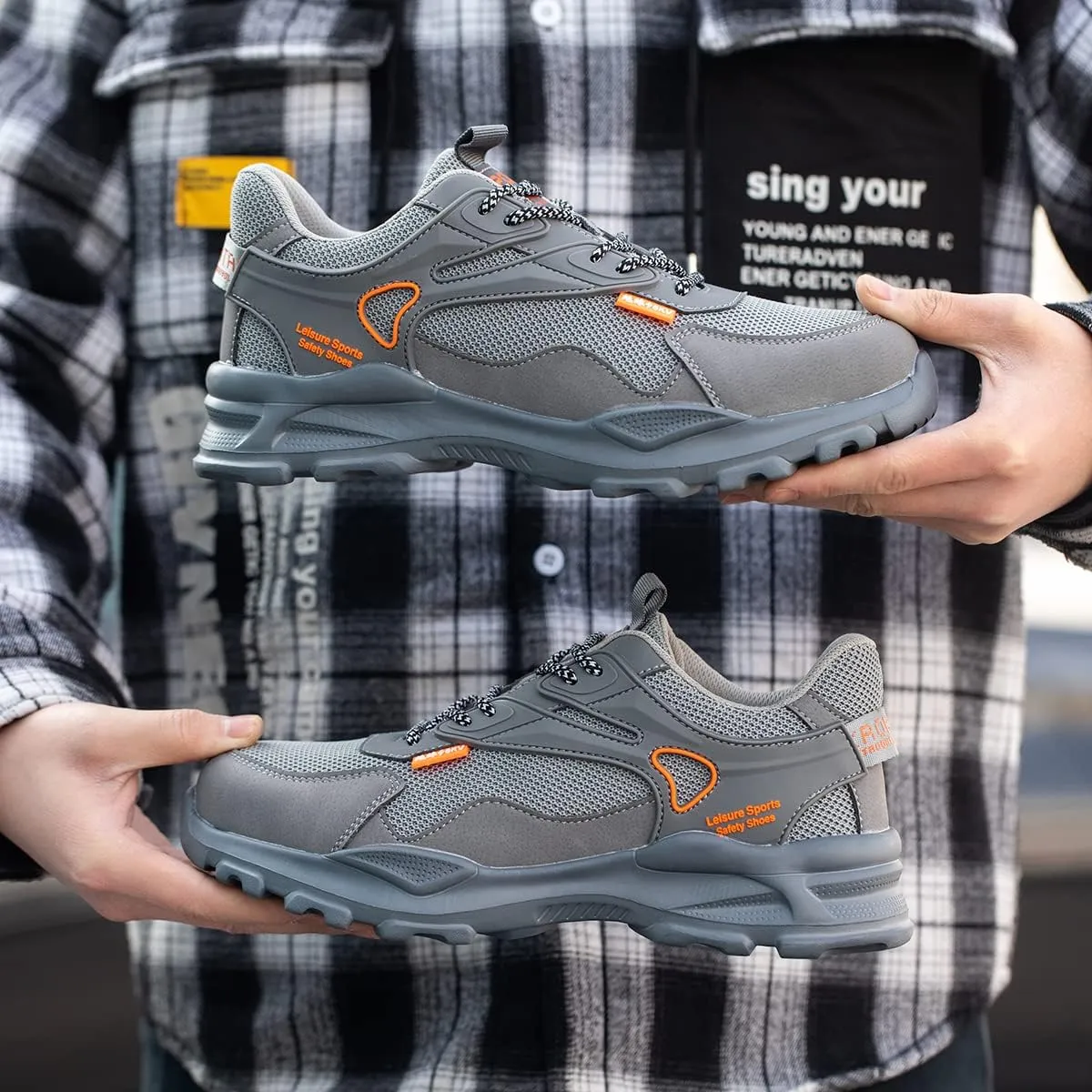 Safety Trainers Men's Steel Toe Cap Trainers Lightweight Safety Shoes for Men Breathable Work Boots