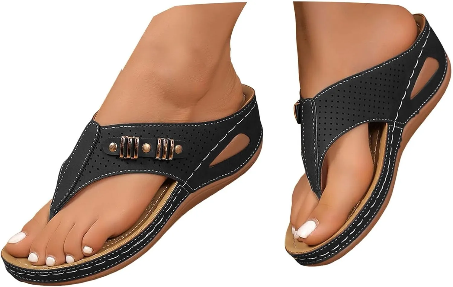 Sandals for Women 2025 Womens Casual Slip on Comfy Wedge Platform Slippers with Arch Support Soft Summer Beach Shoes