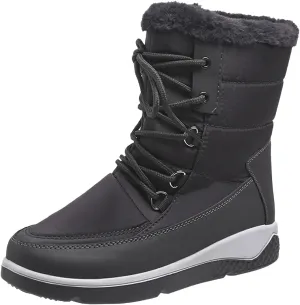 SBGMoSJ Slip on Winter Boots for Women Black Womens Winter Boots Waterproof Insulated Fur Boots for Women Winter Outdoor Work Boots for Women Waterproof Botas De Invierno Impermeables Para Mujer