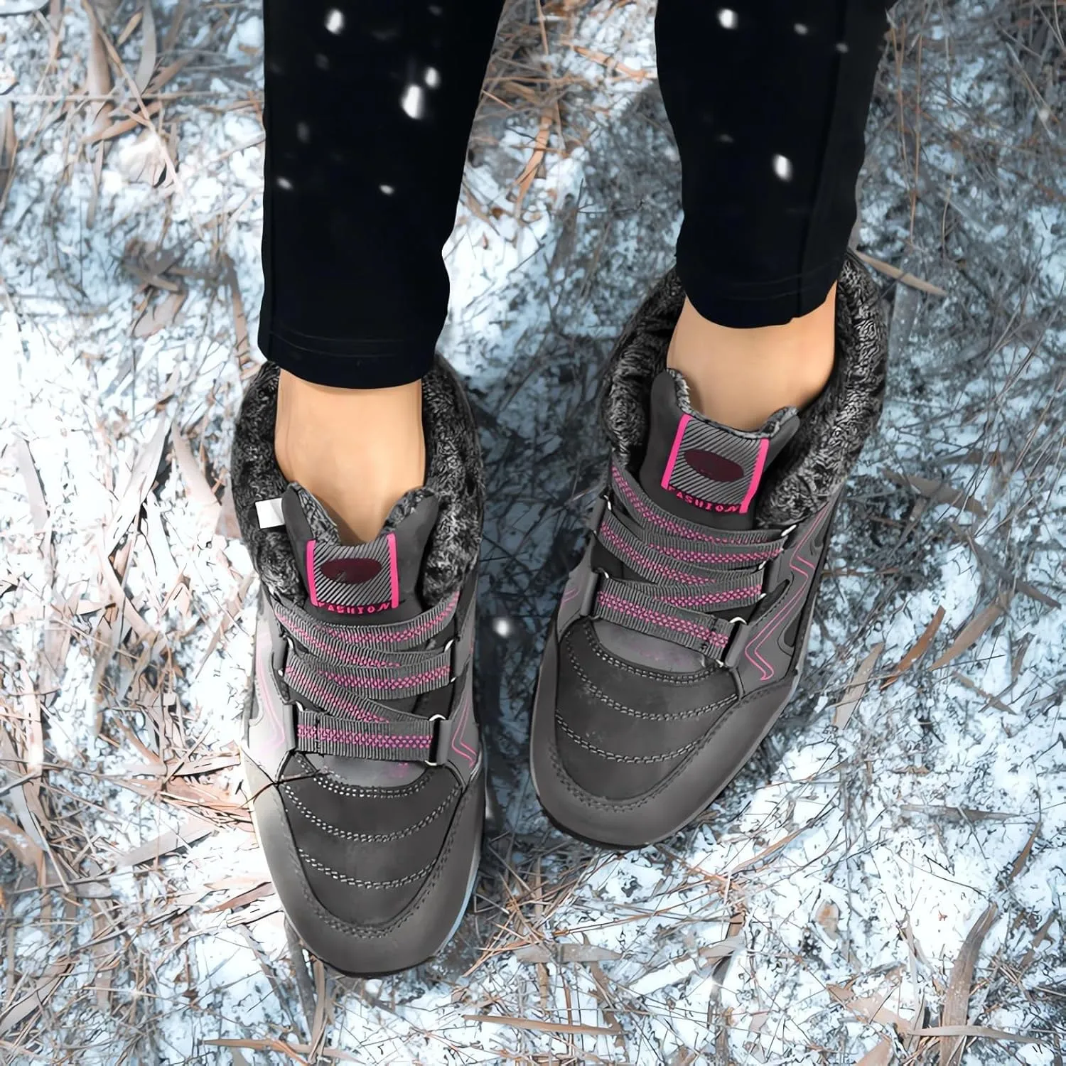 SBGMoSJ Winter Boots for Women Waterproof Snow Wide Womens Fashionable Winter Boots Extra Wide Winter Boots for Women Mid Calf Winter Boots for Women with Fur Tall Winter Boots for Women