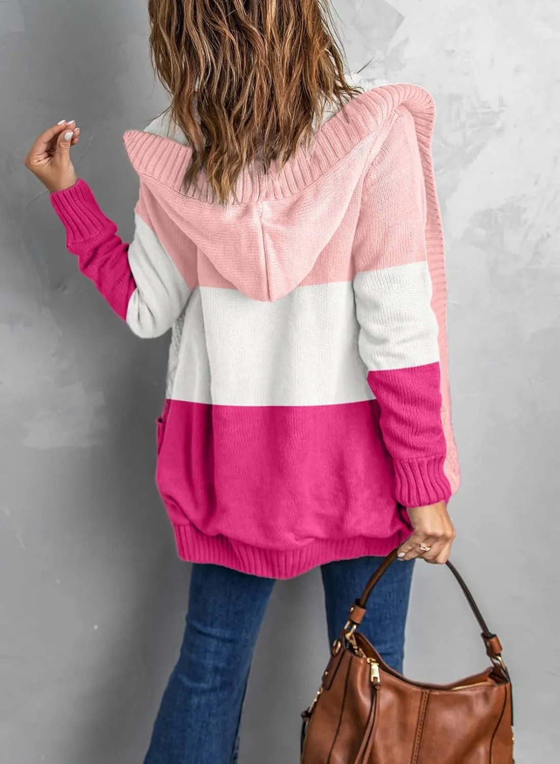 Sidefeel Women's Cardigan Sweaters Hooded Fleece Lined Button Down Front Jackets Winter Coat with Pockets