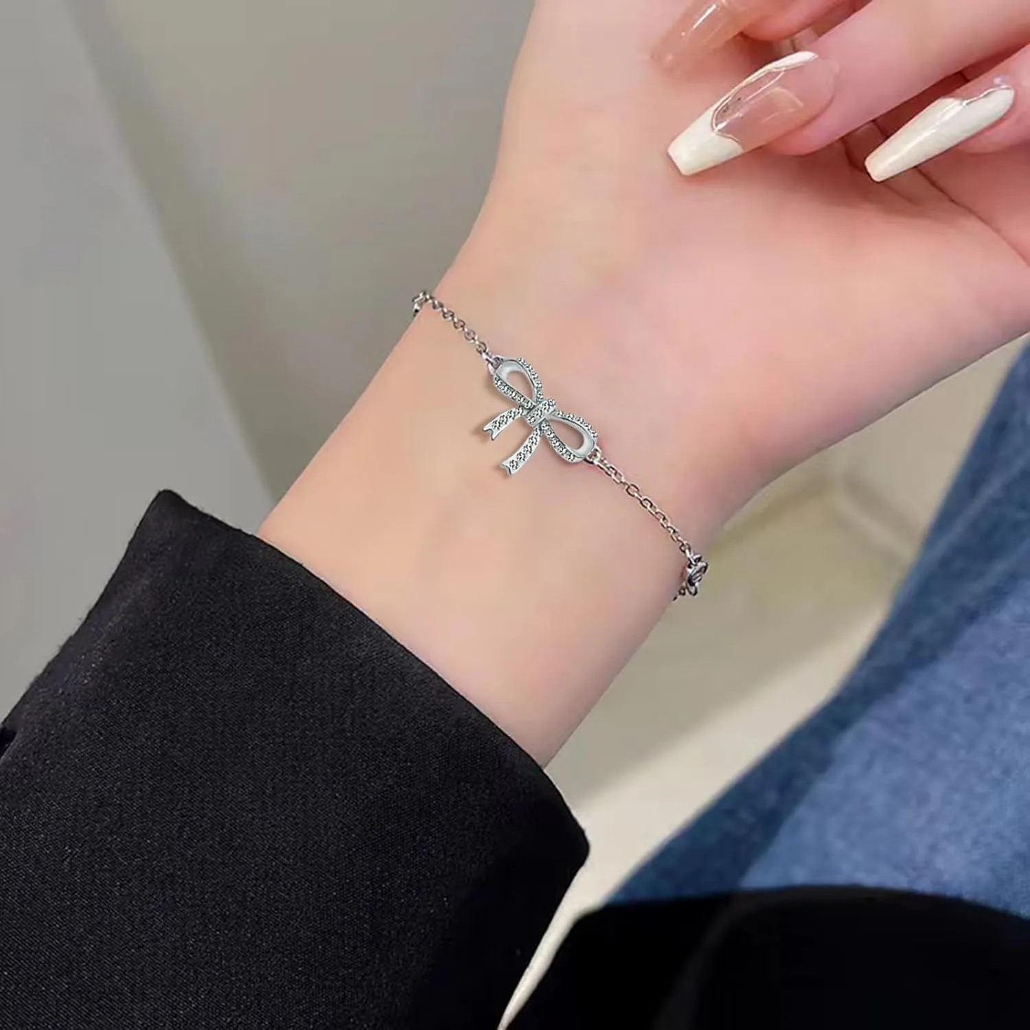 Silver Bracelet for Women Simple Adjustable Bangle Bracelets Dainty Gifts for Birthday Anniversary Christmas Thanksgiving Day
