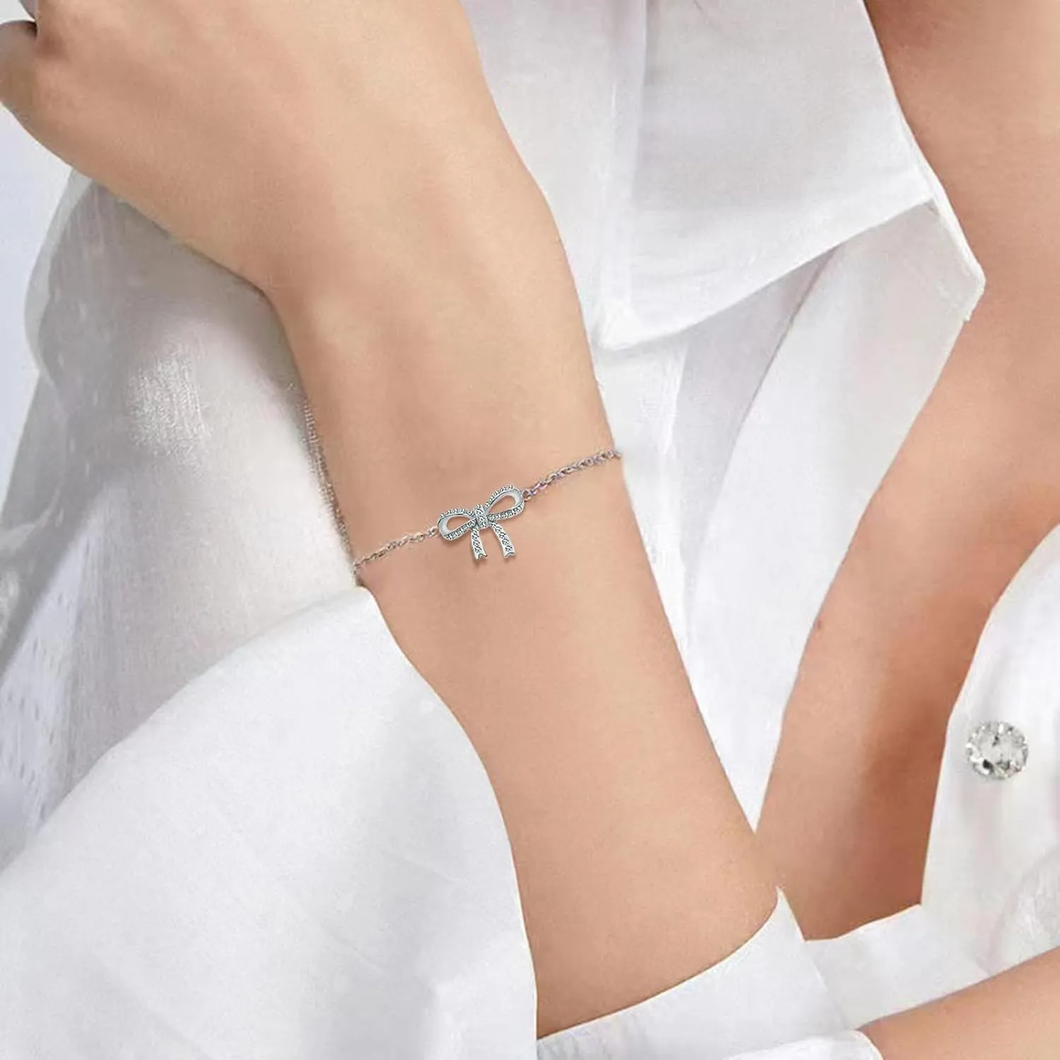 Silver Bracelet for Women Simple Adjustable Bangle Bracelets Dainty Gifts for Birthday Anniversary Christmas Thanksgiving Day