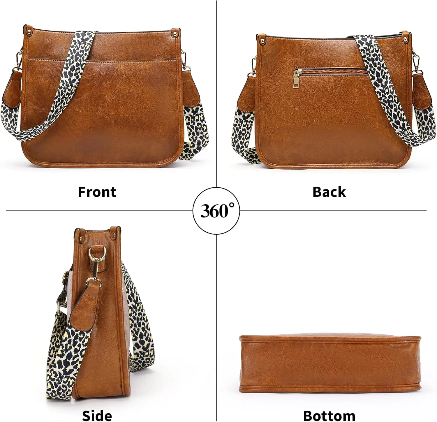 Small Crossbody Purse Leather Crossbody Bags for Women Fashion Handbag Cell Phone Crossover Shoulder Bag for Women
