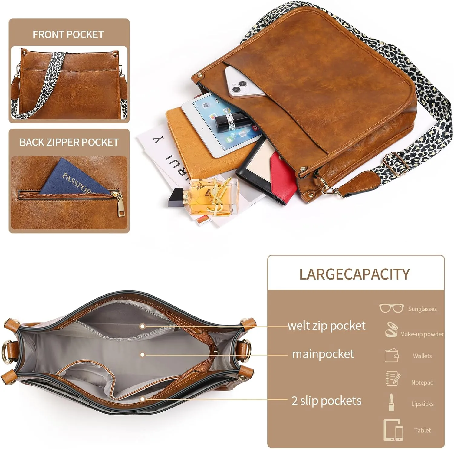Small Crossbody Purse Leather Crossbody Bags for Women Fashion Handbag Cell Phone Crossover Shoulder Bag for Women