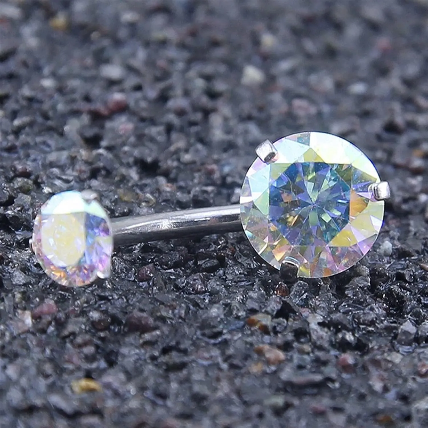 SMDSAZ Zircon Crystal Belly Button Rings for Women Navel Ring Surgical Steel Barbell Heart Round Body Piercing Jewelry (Metal Color : Purple C)