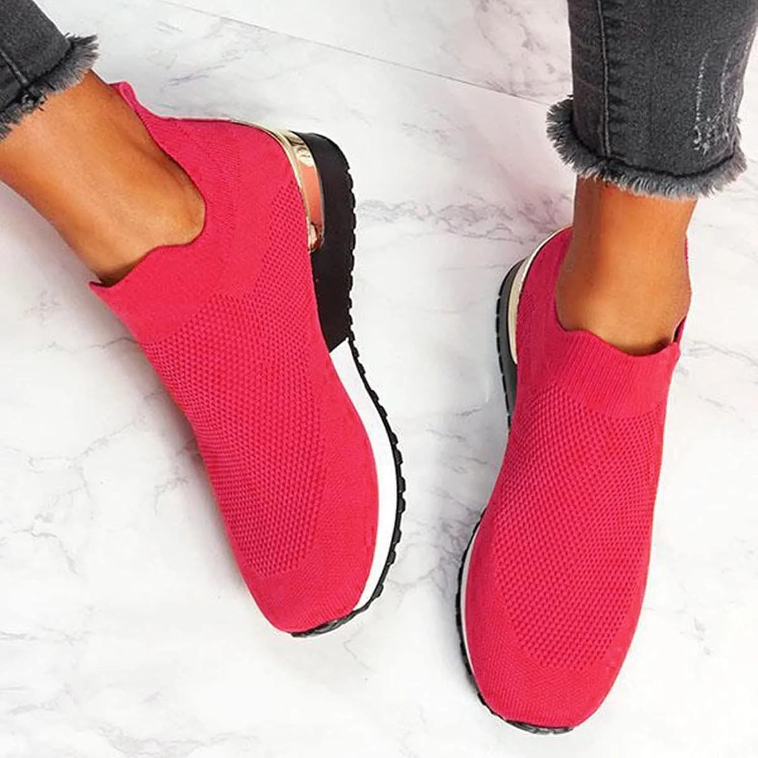 Sneakers for Women Walking Shoes Comfortable Breathable Mesh Tennis Slip On Sneakers for Women Womens Tennis Shoes Plantar Fasciitis Relief Lightweight Casual Comfort Walking Footwear
