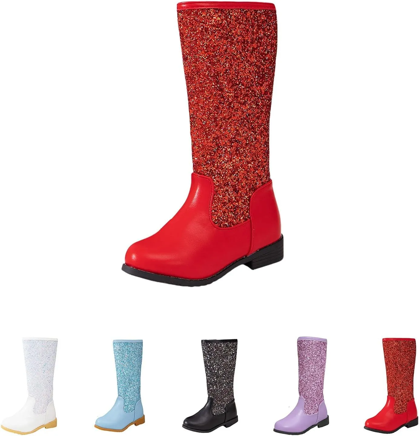Sparkly Girls Cowboy Western Boots Mid Calf Square Toe Western Boot for Kids Glitter Cowboy Boots Snow Ankle Boots