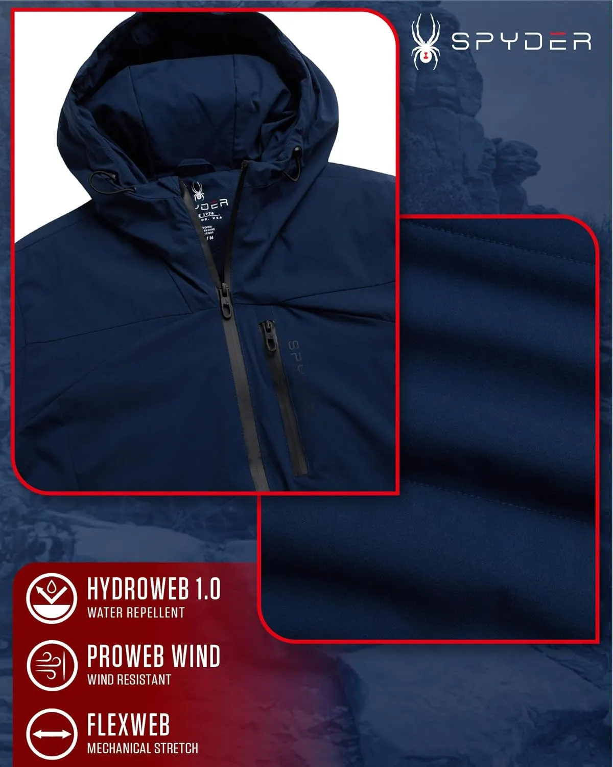 Spyder Men's Active Jacket - Lightweight Performance Insulated Water-Resistant Windbreaker Jacket for Men (Sizes: S-XL)