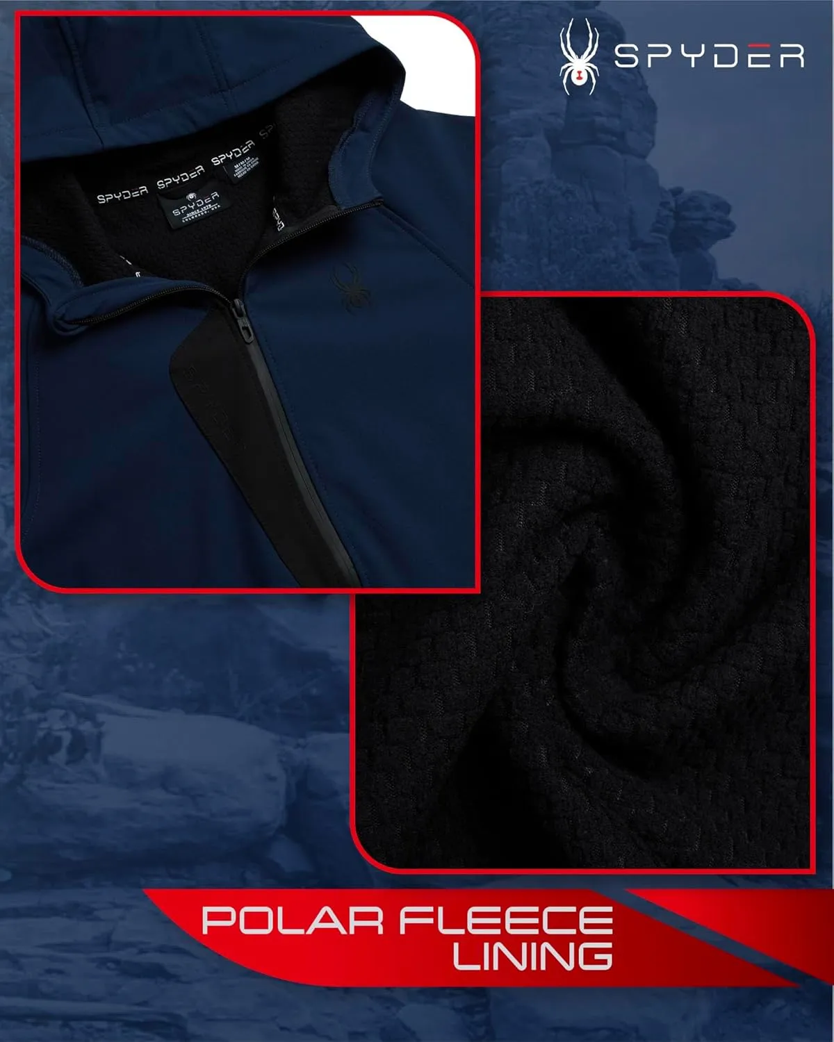 Spyder Men's Active Softshell Jacket - Polar Fleece-Lined Water Resistant Insulated Performance Hooded Jacket (Sizes: S-XL)