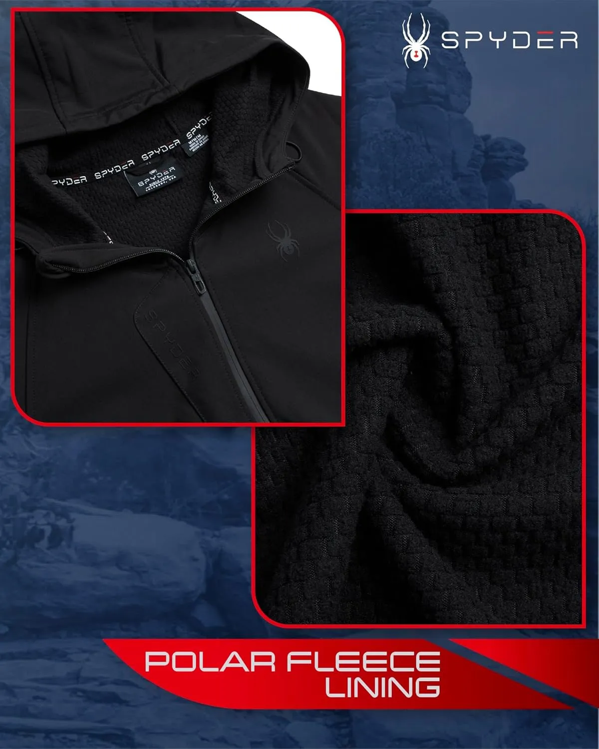 Spyder Men's Active Softshell Jacket - Polar Fleece-Lined Water Resistant Insulated Performance Hooded Jacket (Sizes: S-XL)