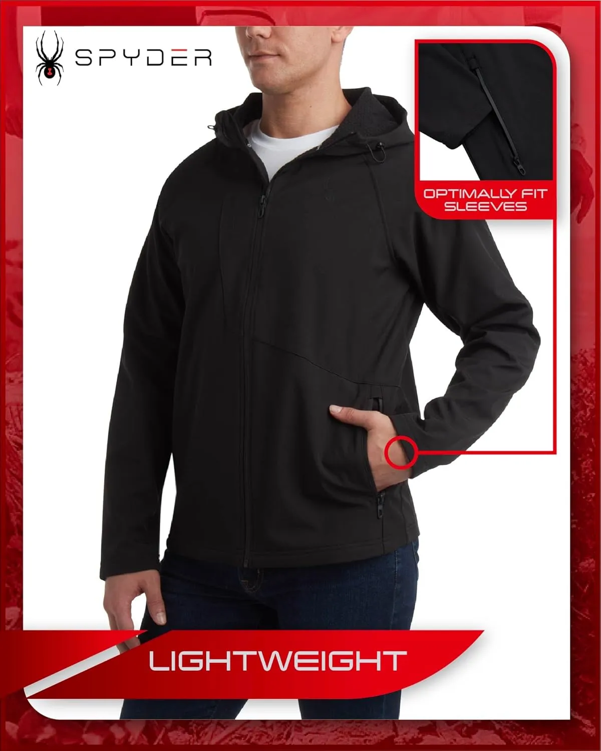 Spyder Men's Active Softshell Jacket - Polar Fleece-Lined Water Resistant Insulated Performance Hooded Jacket (Sizes: S-XL)