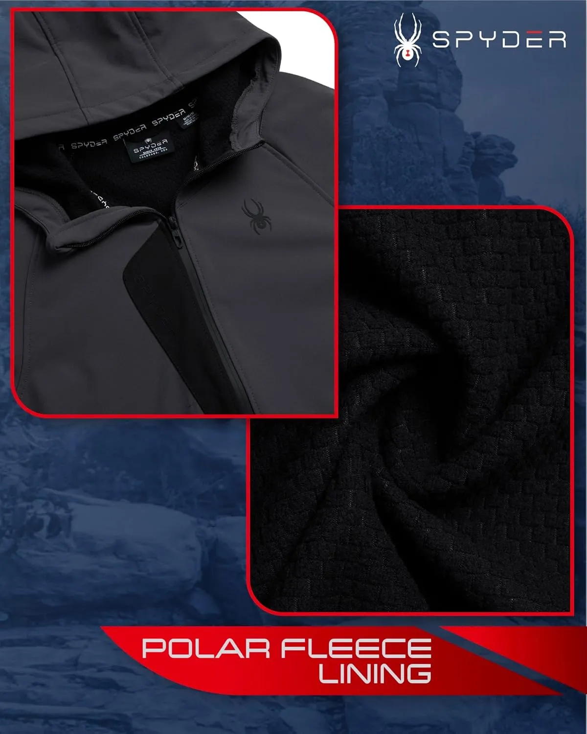 Spyder Men's Active Softshell Jacket - Polar Fleece-Lined Water Resistant Insulated Performance Hooded Jacket (Sizes: S-XL)