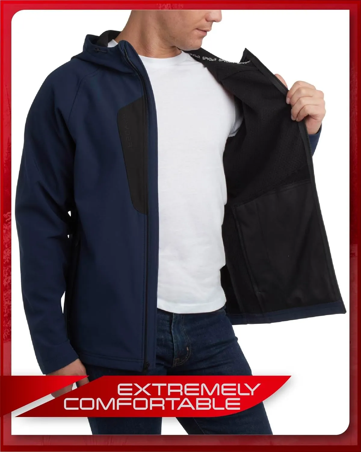Spyder Men's Active Softshell Jacket - Polar Fleece-Lined Water Resistant Insulated Performance Hooded Jacket (Sizes: S-XL)