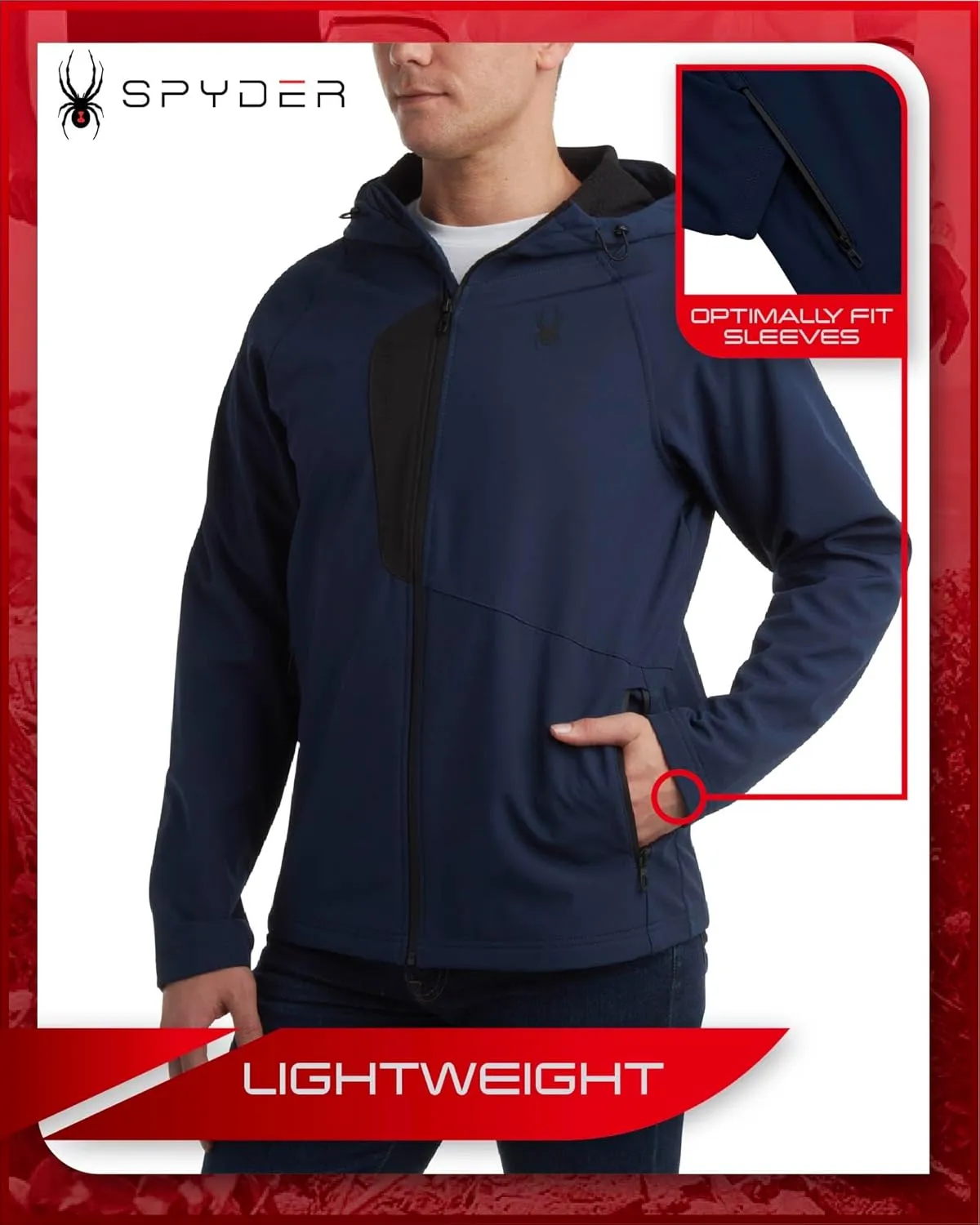 Spyder Men's Active Softshell Jacket - Polar Fleece-Lined Water Resistant Insulated Performance Hooded Jacket (Sizes: S-XL)
