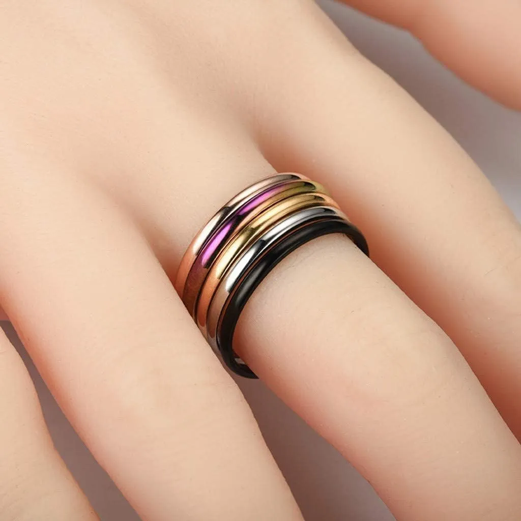 Stackable Band Knuckle Stacking Rings Set Dome Polished Surface Midi Ring Simple for Men Women Wedding Classic Jewelry