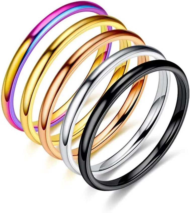 Stackable Band Knuckle Stacking Rings Set Dome Polished Surface Midi Ring Simple for Men Women Wedding Classic Jewelry