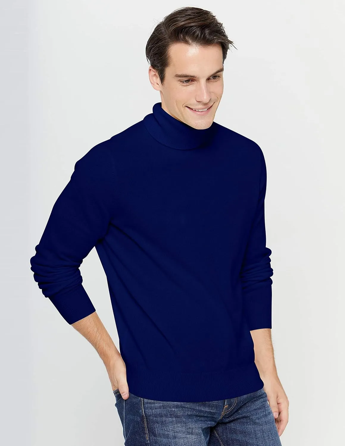 State Cashmere Men's Essential Turtleneck Sweater 100% Pure Cashmere Classic Long Sleeve Pullover