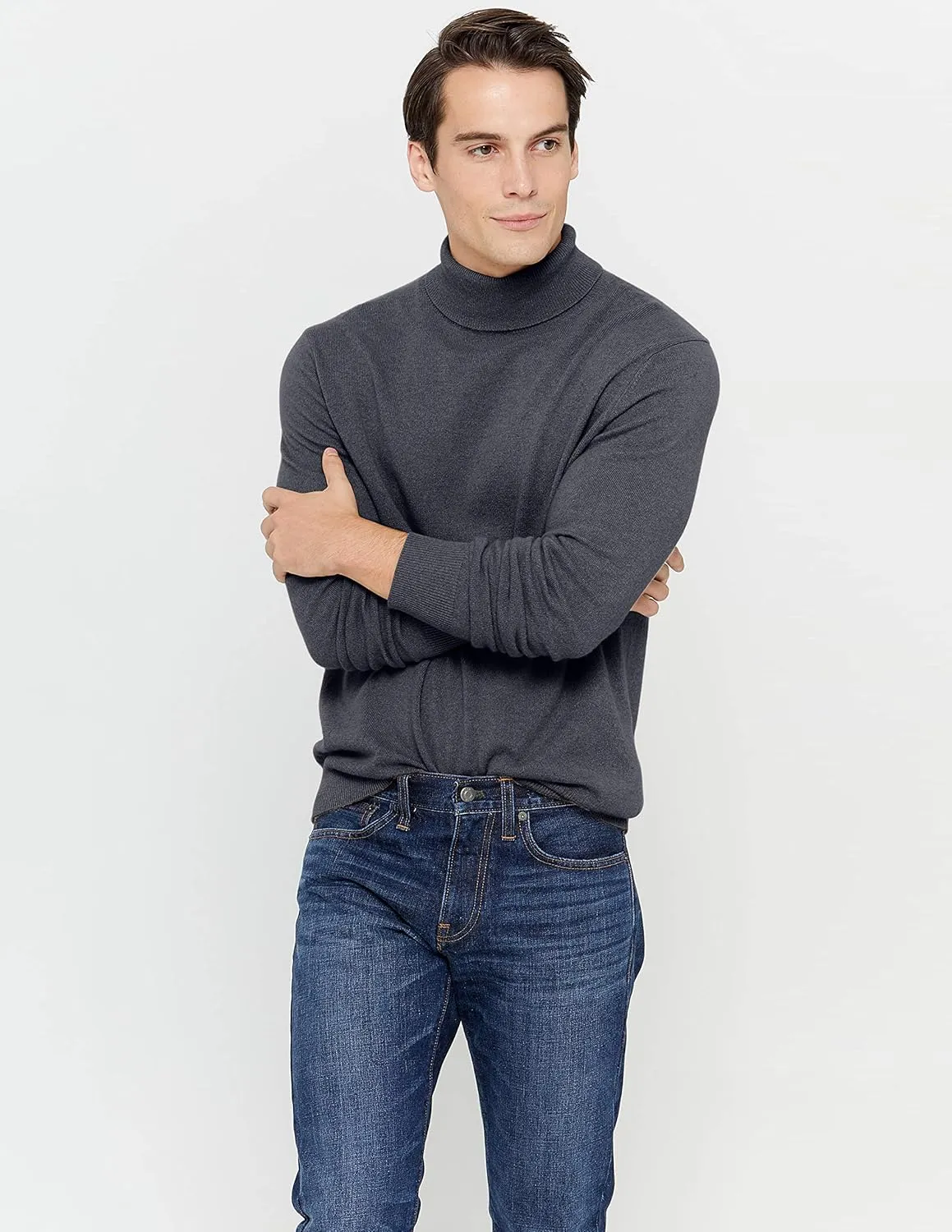 State Cashmere Men's Essential Turtleneck Sweater 100% Pure Cashmere Classic Long Sleeve Pullover