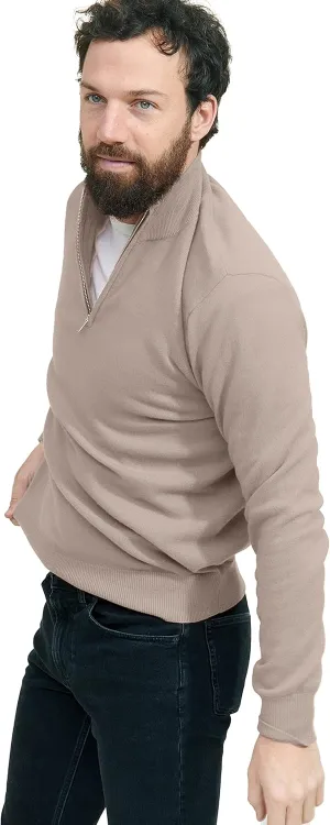 State Cashmere Men's Half Zip Mock Neck Sweater 100% Pure Cashmere Polo Neck Pullover