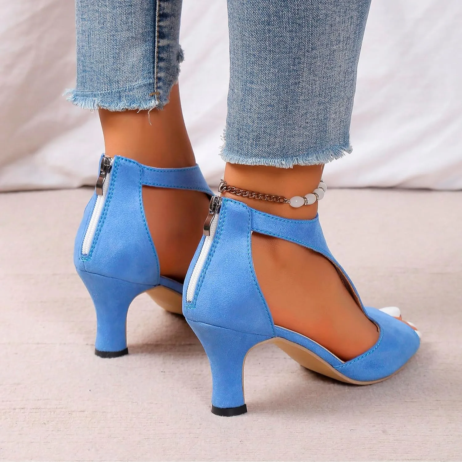 Summer Sandals For Women 2025,Orthopedic Open Toe Back Zipper Dress Fish Mouth Closure Casual Suede Leather Sexy Sandals Cut Out Orthotic Beach Boho Outdoor Shoes for Daily Wear