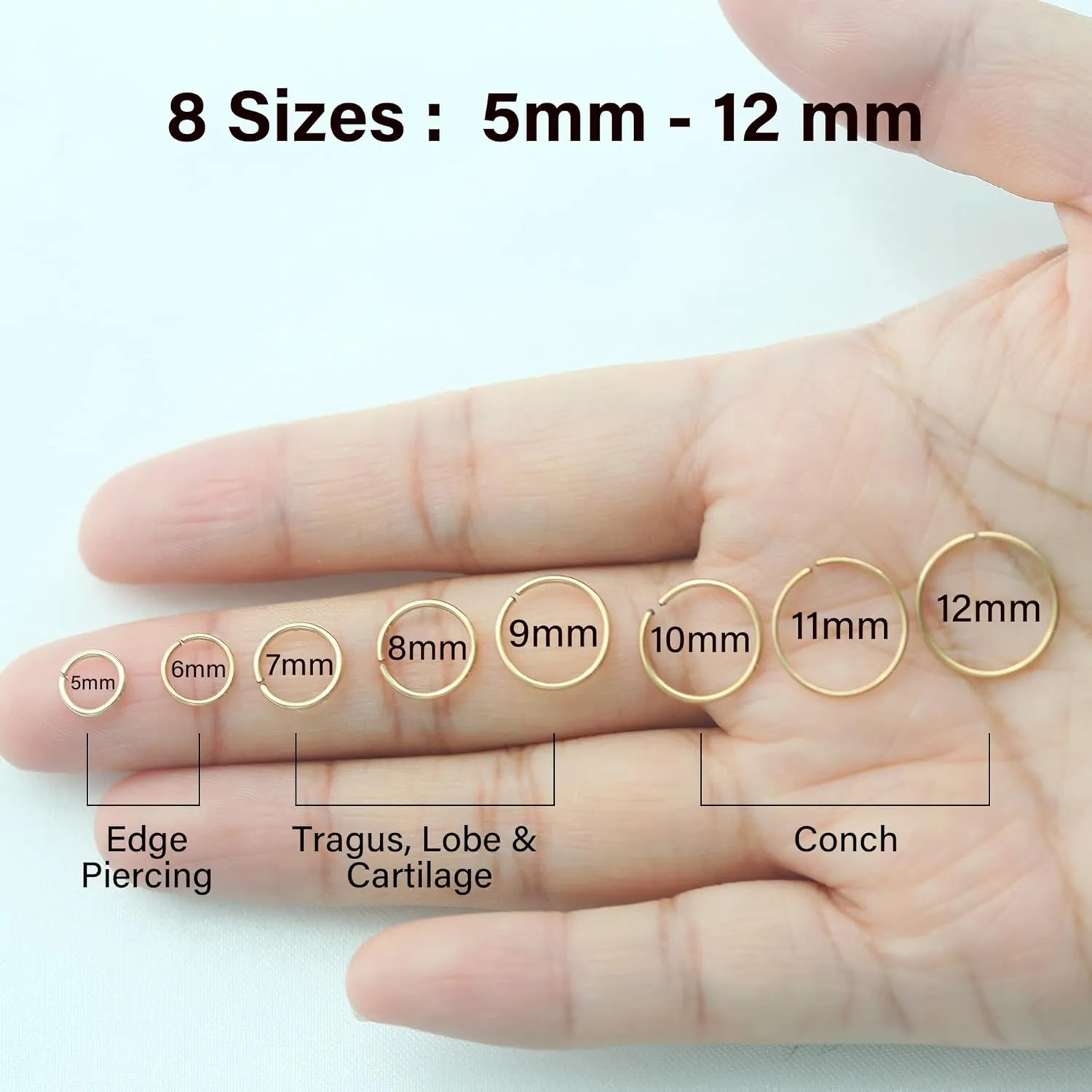 Super Tiny Small Hoop Earrings for Women/Men, Thin Piercing Hoop Ring for Tragus (1 Pair 5mm,22g,14K Gold Filled)