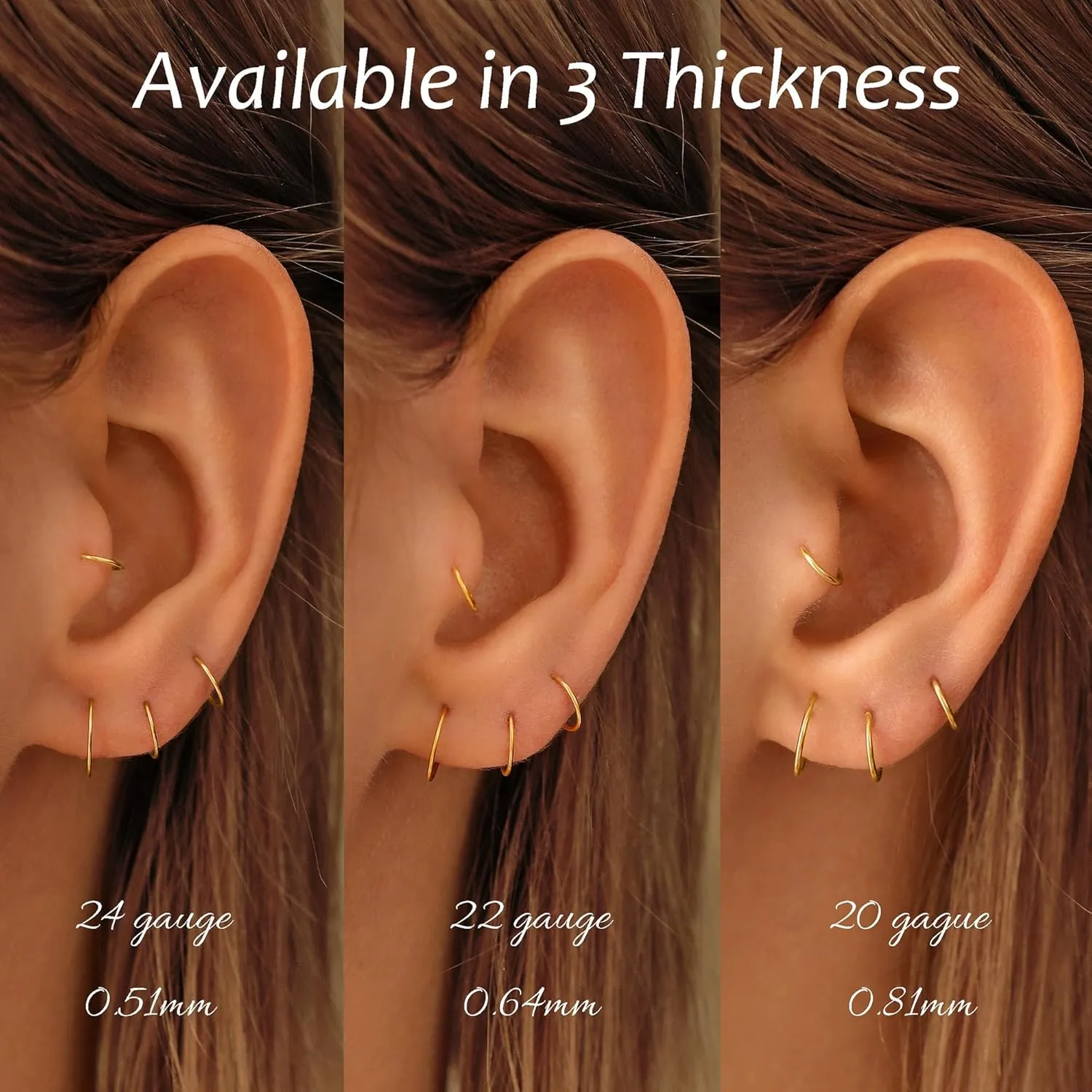Super Tiny Small Hoop Earrings for Women/Men, Thin Piercing Hoop Ring for Tragus (1 Pair 5mm,22g,14K Gold Filled)