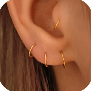 Super Tiny Small Hoop Earrings for Women/Men, Thin Piercing Hoop Ring for Tragus (1 Pair 5mm,22g,14K Gold Filled)