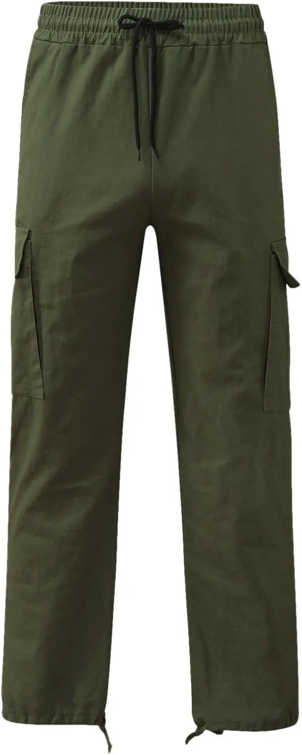 Sweatpants for Men Baggy Open Bottom Drawstring Cargo Joggers Casual Plus Size Loose Lighteight Hiking Pants with Pockets