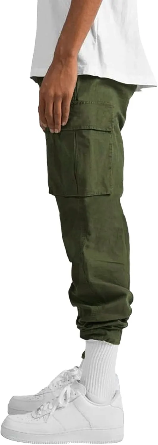 Sweatpants for Men Baggy Open Bottom Drawstring Cargo Joggers Casual Plus Size Loose Lighteight Hiking Pants with Pockets