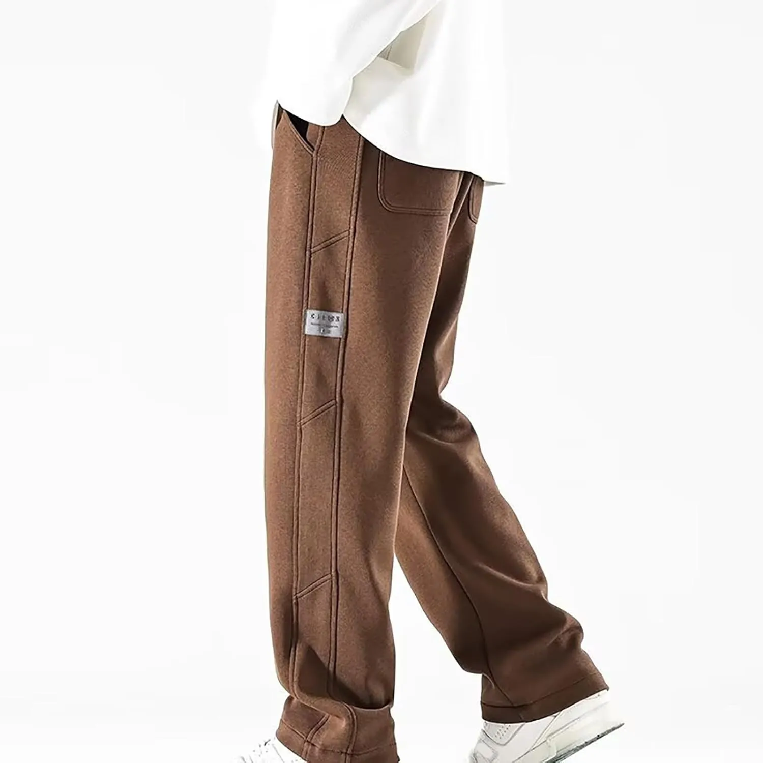 Sweatpants for Men Baggy Stretch Waist Straight Leg Casual Joggers Plus Size Lightweight Outdoor Workout Drawstring Trousers